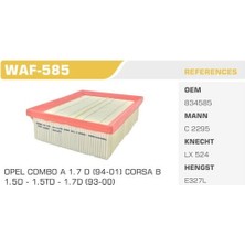Winkel WAF-585 Hava Filtresi Corsa B 93> Combo 1.7d Koli 40 Ad. 834585