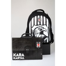 Lisanslı Beşiktaş Özel Tasarım 3D Kartal Büyük Boy Okul Çantası Ve Saplı Klasör Çantası Seti