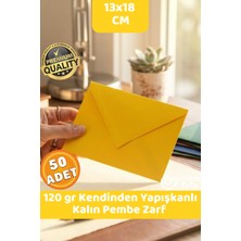 İstisna 50 Adet Sarı Zarf 13X18 cm 120 Gr. Kalın Premium Yapışkanlı Zarf Mektup Kartpostal Davetiye Zarfı