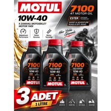 Motul 7100 10W-40 4t Tam Sentetik Motosiklet Motor Yağı 1 Litre 3 Adet
