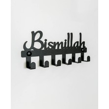 Bismillah Yazılı Metal Anahtar Askılığı, Duvar Tipi Anahtar Organizer | 27X10 cm Siyah KAF13692714 | Enova Art
