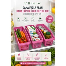 Veniv 3’lü Buzdolabı Düzenleyici Sepet Seti – Havalandırmalı Çok Amaçlı Mutfak Organizeri