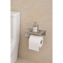 Artun Metal Yüksek Kaliteli Satineli Paslanmaz Çelik Raflı Tuvalet Kağıdı Askısı,yüksek Kalite Yapışkanlı,3 mm Kalın Malzeme,modern Wc Kağıtlık,banyo ve Tuvalet Aksesuarı