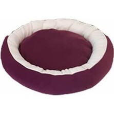 Cotton Soft Simit Kedi ve Küçük Irk Köpek Yatağı Mor Beyaz