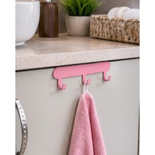Dolap Kapağı Için Metal Askılık | Çift Yönlü Tasarım | Mutfak Dolap Askısı 13X5 cm Pembe KAF1382 | Enova Art