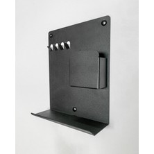 Raflı ve Cepli Magnet Alanlı Metal Anahtar Askılığı, Duvar Tipi Anahtar Organizer | 25X30 cm Siyah KAF1374 | Enova Art