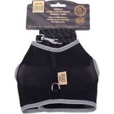 Cotton Soft Havalı Dokuma Kedi Göğüs ve Gezdirme Tasması Large Siyah 1,5x-30-40 cm