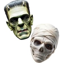 Patladı Gitti Halloween Cadılar Bayramı Zombi-Kurukafa Maske 2li Set
