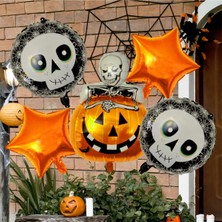 Patladı Gitti Halloween Cadılar Bayramı Renkli İskelet Temalı 5 Li Folyo Balon Seti Özel Tasarım