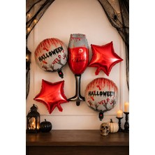 Halloween Cadılar Bayramı Kanlı Kadeh Temalı 5 Li Folyo Balon Seti