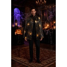 Patladı Gitti Halloween Cadılar Bayramı Gold Örümccek Desenli Pelerin