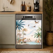 Laputa Tükkan Bulaşık Makinesi Sticker 70X70 cm Çita ve Palmiyeler Model 3