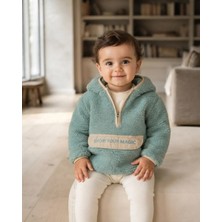 Reycan Kız Çocuk Kapüşonlu Peluş Sweatshirt Kışlık Yeşil Show Your Magic