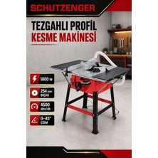 SCHUTZENGER 1800W Tezgahlı Profil Kesme Makinesi 254 mm Bıçak 4500 Dev/dk 0–45° Eğim Ayarlı