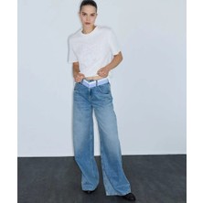 İpekyol Kontrast Bel Wide Leg Jean Pantolon IW6260018037629