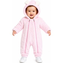 Chicsy Baby Tatlı Tavşan Kulaklı Çift Fermuarlı Welsoft Bebek Tulumu Kapüşonlu Peluş Kışlık Unisex Tulum