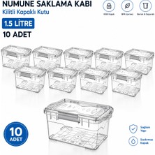 Labolist Numune Saklama Kabı 1.5 L - Kilit Kapaklı Kutu 10 Adet