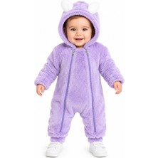 Chicsy Baby Tatlı Tavşan Kulaklı Çift Fermuarlı Welsoft Bebek Tulumu Kapüşonlu Peluş Kışlık Unisex Tulum