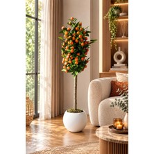 Cennet Home Premium 110 cm Dekoratif Yapay Mandalina Ağacı Küre Saksıda