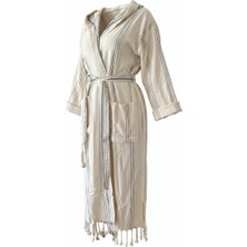 Monochrome Bornoz Sabahlık Kimono % 100 Pamuk Kara Tezgah El Dokuma