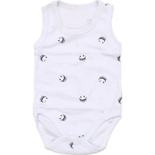 Bebegen Unisex Beyaz Gülücük Baskılı Askılı Zıbın