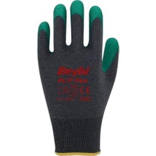 BEYBİ PL-17 Flex 10 Beden Gri-Yeşil Polyesyter Likralı İpten Örülmüş Lateks Kaplı 12li Paket (3131X)