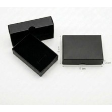 Kutu Deposu 9X9X3 cm Tam Kapaklı Selefonlu Süngerli Takı Kutusu - Siyah (Demonte) (50 Adet)
