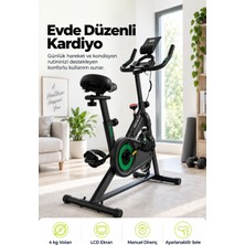 Kochler Spin Kondisyon Bisikleti – 4 kg Volanlı, Ayarlanabilir Dirençli Egzersiz Bisikleti Yeşil
