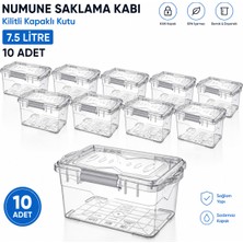 Labolist Numune Saklama Kabı 7.5 L - Kilit Kapaklı Kutu 10 Adet