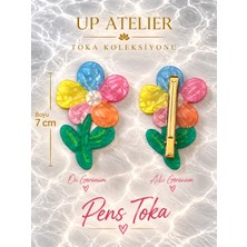Up Atelier Sedefli Çiçekli Pens Toka 7cm