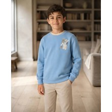 Tuffy Açık Mavi – Mavi Renkli Erkek Çocuk Sweatshirt Palmiye Desenli Cep Detaylı