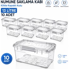 Labolist Numune Saklama Kabı 13 L - Kilit Kapaklı Kutu 10 Adet