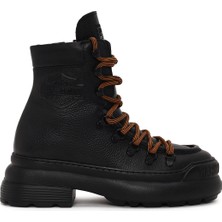 Harley Davidson Kadın Siyah Shorbone Fermuarlı Kalın Tabanlı Deri Postal Bot 021Z100013