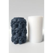 Cage Art Studio Kafatası Kulesi Mum Silikon Kalıp 12 x 8 cm - Kurukafa Silindir Mum Kalıbı