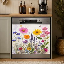 Laputa Tükkan Bulaşık Makinesi Sticker 70X70 cm Renkli Çiçekler Model 5