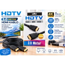 Radem Hdtv 3 Metre HDMI Kablo 4K Ultra Hd Görüntü ve Ses Destekli Tv Pc Laptop Oyun Konsolu Projeksiyon