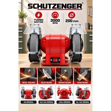 SCHUTZENGER 200MM Bıçak Bileme Zımpara Makinesi Balta Bıçak Demir Bileme Taş Motor KIRMIZI-871