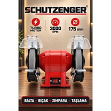 SCHUTZENGER 175MM Bıçak Bileme Zımpara Makinesi Balta Bıçak Demir Bileme Taş Motor Kırmızı-90