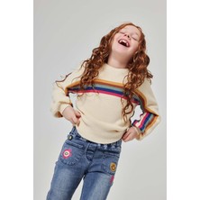 Boboli Çiçek Desenli Denim Pantolon 2 Yaş-6 Yaş Mavi