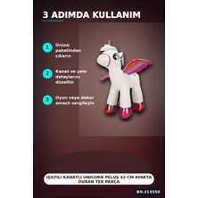Eco Lounge 42 cm Yumuşak Peluş Kanatlı Unicorn At Figürü Rengarenk Hediye Peluş Oyuncak BX-313550