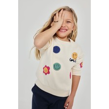 Boboli Çiçek Desenli Sweatshirt 2 Yaş-6 Yaş Ekru