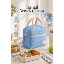 Bahels Star Puffy Mavi Termal Çanta Yemek Taşıma Beslenme Çantası Isı Yalıtımlı Askılı Çanta