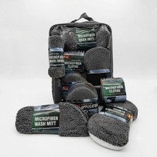 Eco Lounge Profesyonel Oto Araç Temizleme Seti Mikrofiber Oto Yıkama Bakım Kiti Gri 9 Parça