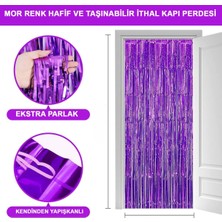 Mudanis Mor Renk Ekstra Metalize Parlak Saçaklı Arka Fon Perde Ithal A Kalite 1x2 Metre