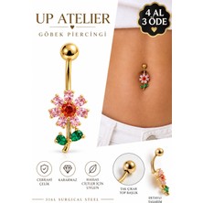 Up Atelier Renkli Çiçek Göbek Piercing