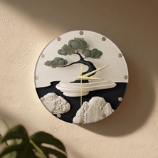 🕒 Zen Bahçesi Modern Duvar Saati ✨ Sessiz Mekanizma 🎨 Camsız Mdf Dekoratif Salon ve Oturma Odası Saati 33CM