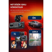 Eco Lounge Wifi 1080P Araç Içi 3 Kameralı LCD Ekranlı Gece Görüşlü , G-Sensör , Geri Görüş Kamera
