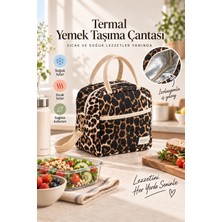 Bahels Leopar Termal Çanta Yemek Taşıma Beslenme Çantası Isı Yalıtımlı Askılı Çanta