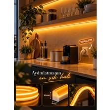 Borsan 15 Metre Amber Neon LED 220V Tak Çalıştır IP65 Esnek Hortum LED Ultra Parlak Iç Dış Mekan Tavan Balkon Teras Dekoratif Aydınlatma MONTAJ APARATI DAHİL