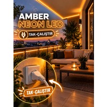 BORSAN 10 Metre Amber Renk Tak Çalıştır Ultra Parlak Ultra Esnek Yüksek Performanslı Borsan 220V Neon LED Amber MONTAJ APARATI DAHİL